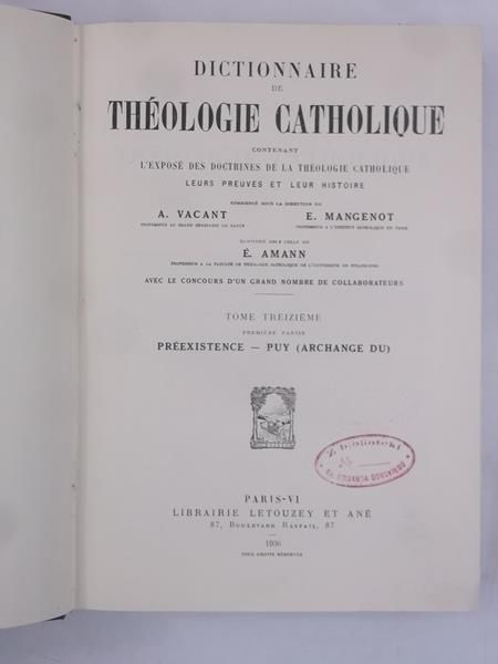 Dictionnaire Theologie Catholique 1936 r.