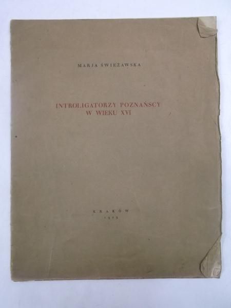 Świeżawska Maria - Introligatorzy poznańscy w wieku XVI, 1925 r.