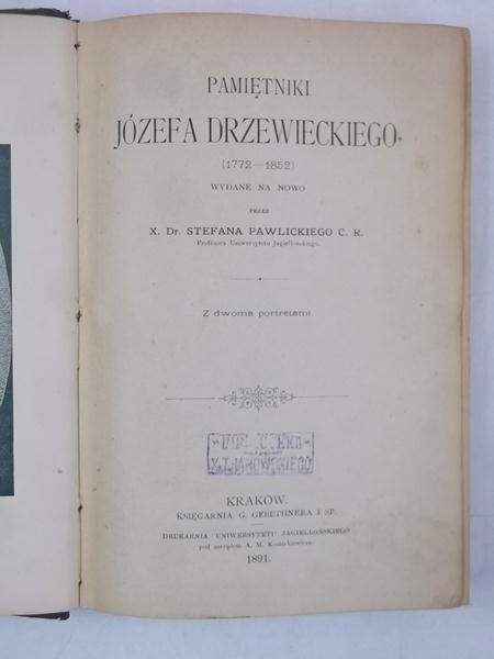 Pawlicki Stefan - Pamiętniki Józefa Drzewieckiego, 1891 r.