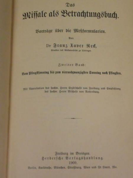 Das Missale als Betrachtungsbuch, 1909 r.