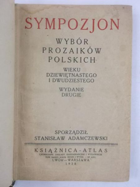 Adamczewski Stanisław - Sympozjon wybór prozaików polskich, 1928 r.