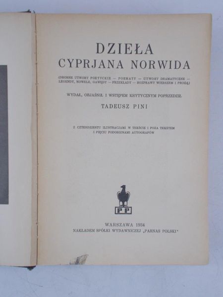 Dzieła Cyprjana Norwida, 1934 r.
