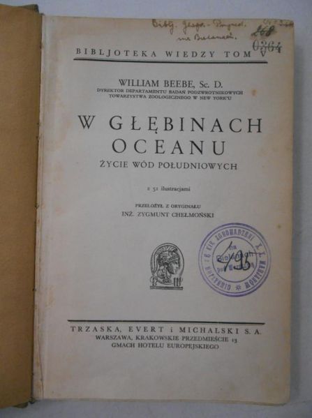 Chełmońsk Zygmunt (tł.) - W głębach oceanu, 1933 r.