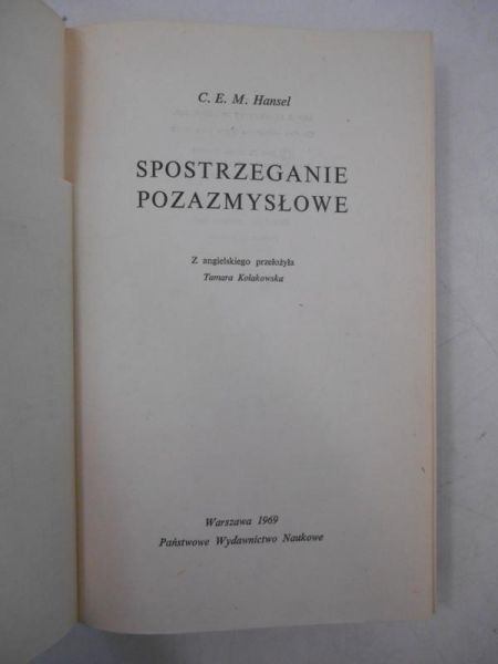 Hansel C. E. M. - Spostrzeganie pozazmysłowe