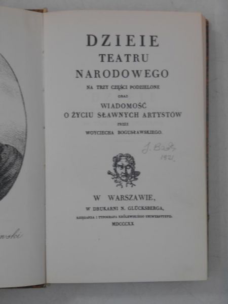 Dzieje teatru narodowego, reprint z 1820 r.