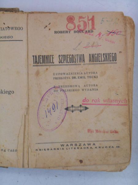 Boucard Robert - Tajemnice szpiegostwa angielskiego, 1929 r.