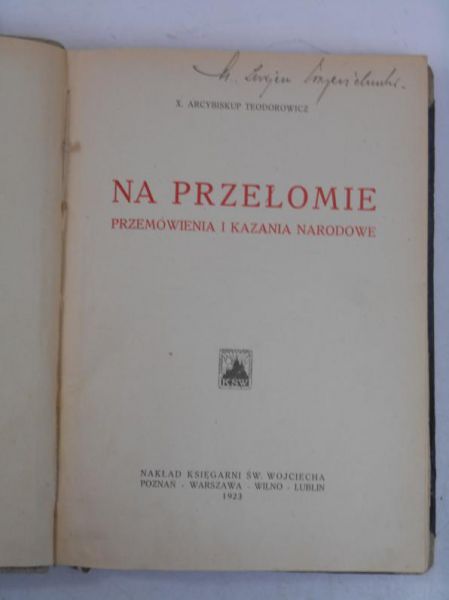 Na przełomie. Przemówienia i kazania narodowe, 1923 r.