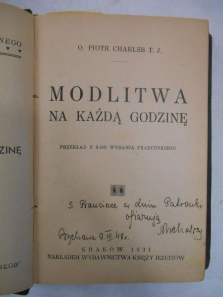 Modlitwa na każdą godzinę, 1931 r.