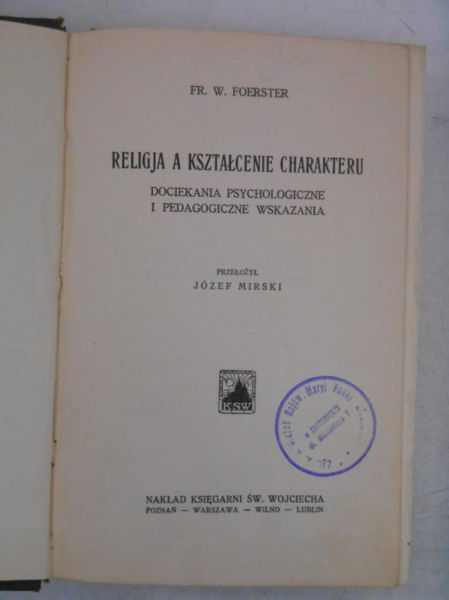Religja a kształcenie charakteru, 1930 r.