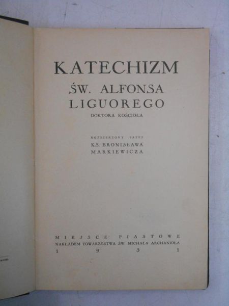 Katechizm Św. Alfonsa Liguorego, 1931 r.