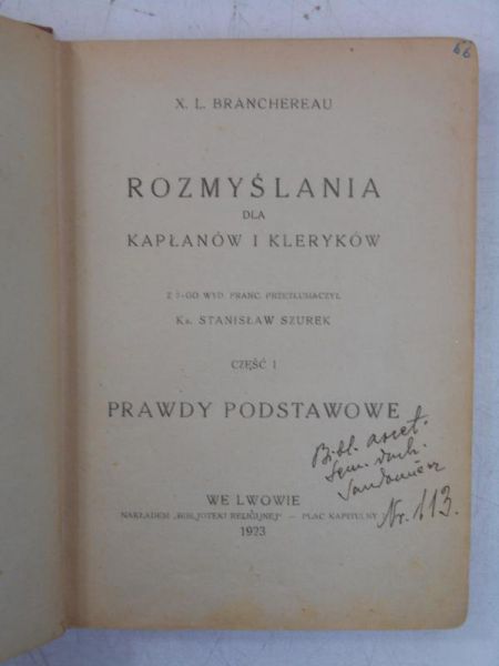 Branchenrau X. L. - Rozmyślania dla kapłanów i kleryków, 1923 r.