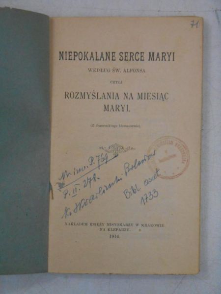 Niepokalane serce Maryi, 1914 r.