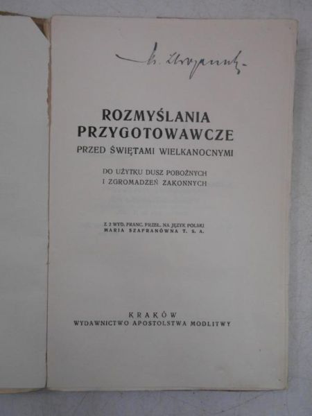 Rozmyślania przygotowawcze, 1936 r.