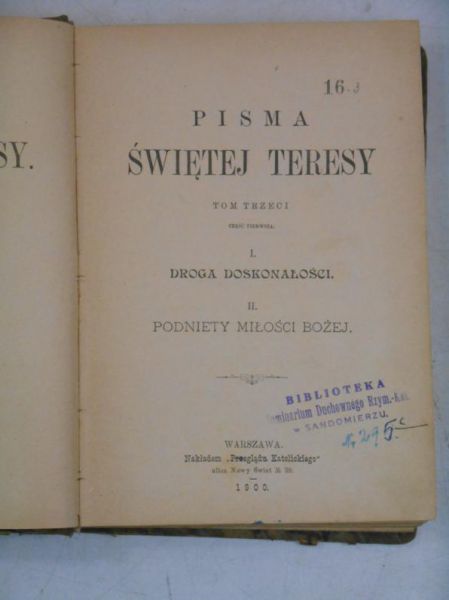 Kossowski Henryk Piotr (tł.) - Pisma świętej Teresy, Tom III, 1900 r.