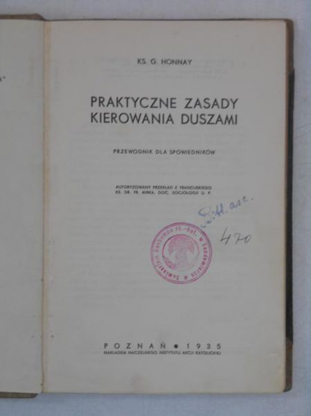 Praktyczne zasady kierowania duszami, 1935 r.