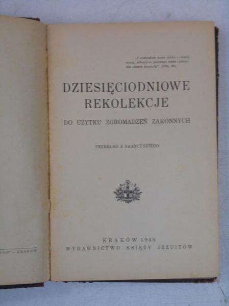 Dziesięciodniowe rekolekcje, 1935 r.