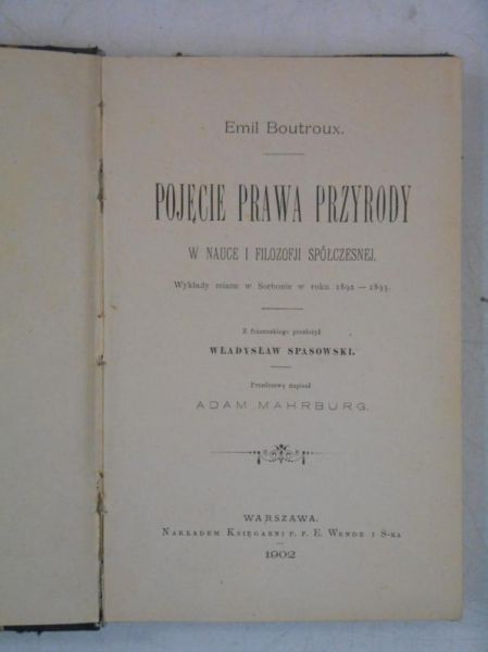 Boutroux Emil - Pojęcie prawa przyrody, 1902 r.