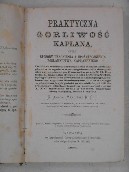 Marciński Antoni - Praktyczna gorliwość kapłana, 1876 r.