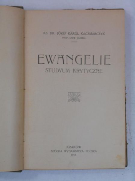 Ewangelie. Studyum krytyczne, 1915 r.
