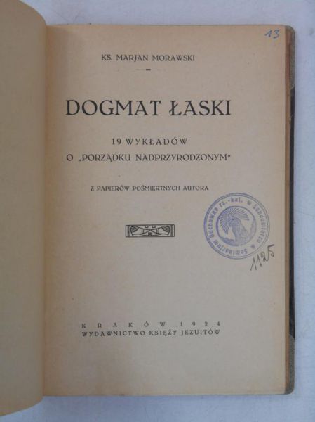 Dogmat łaski, 1924 r.