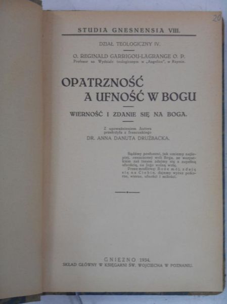 Opatrzność, a ufność w Bogu, 1934 r.