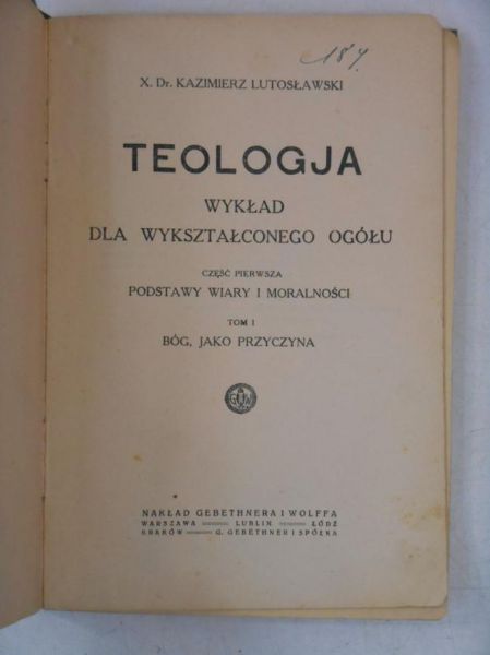 Teologja, Tom I, 1918 r.