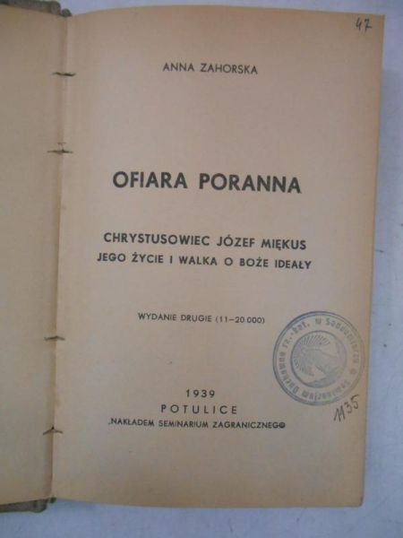 Ofiara poranna, 1939 r.