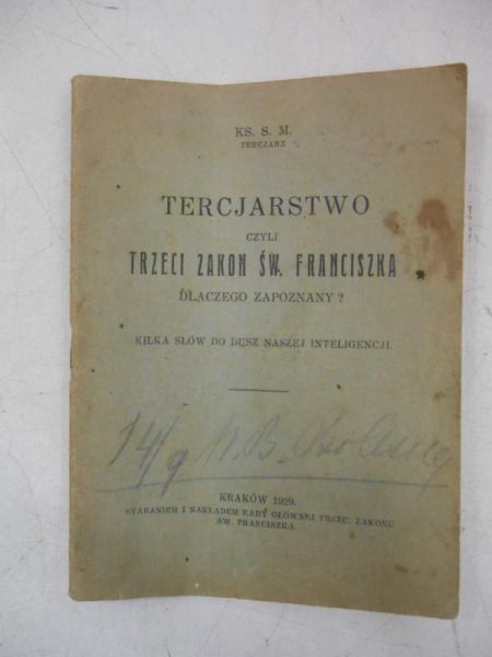 Tercjarstwo, czyli trzeci zakon św. Franciszka, dlaczego zapoznany?, 1929 r.