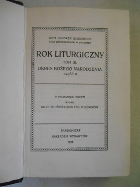 St., Nowacki H. (tłum.) - Rok liturgiczny, Tom III, 1929 r.