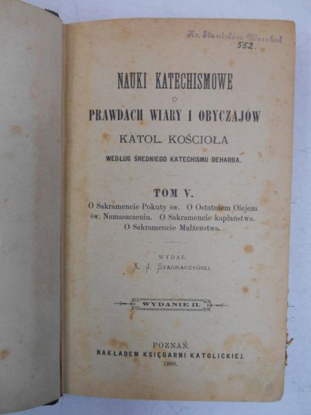 Nauki katechismowe o prawdach wiary i obyczajów, Tom V, 1890 r.