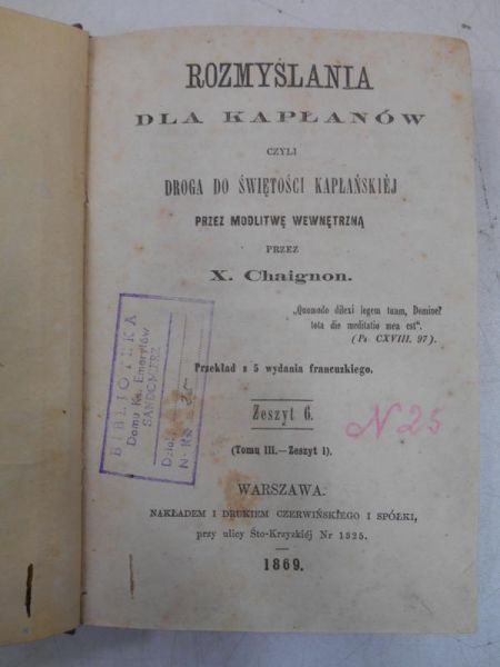 Rozmyślania dla kapłanów, tom III, 1869 r.