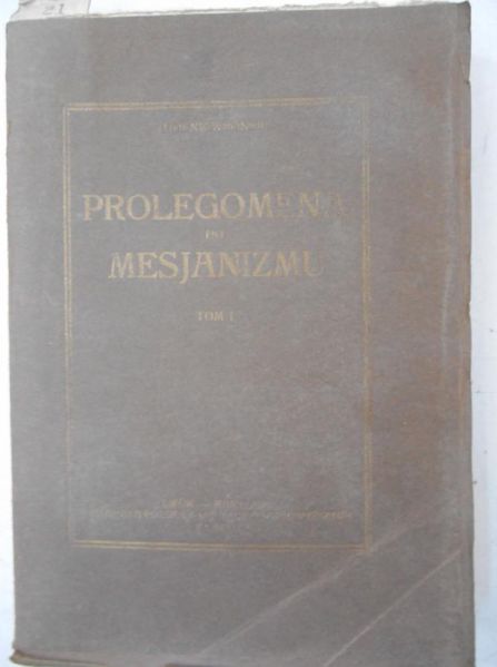 Hoene-Wroński - Prolegomena do mesjanizmu, 1922 r.