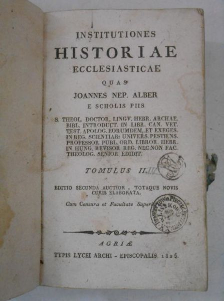 Alber Joannes - Institutiones Historiae, 1825 r.