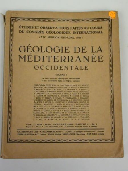 Géologie de la Méditerranée Occidentale. 1930 r.