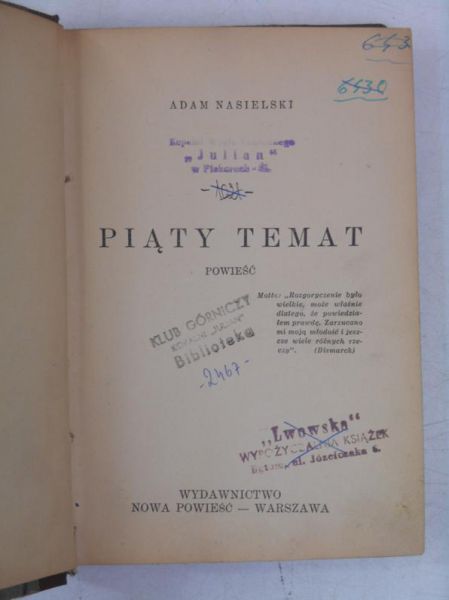 Piąty temat, 1937 r.