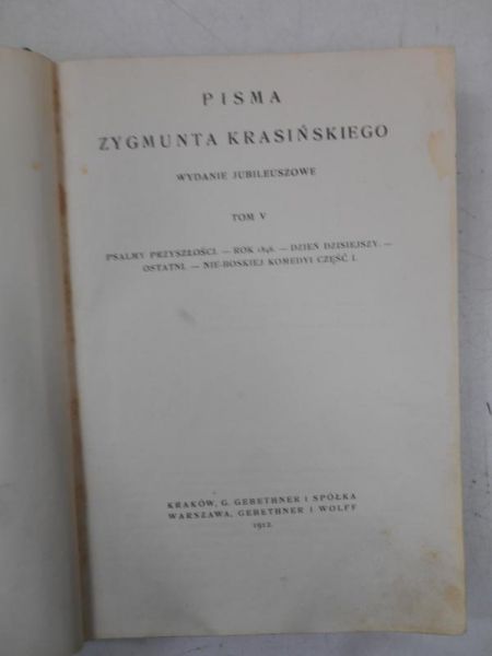 Pisma Zygmunta Krasińskiego, Tom V, 1912 r.