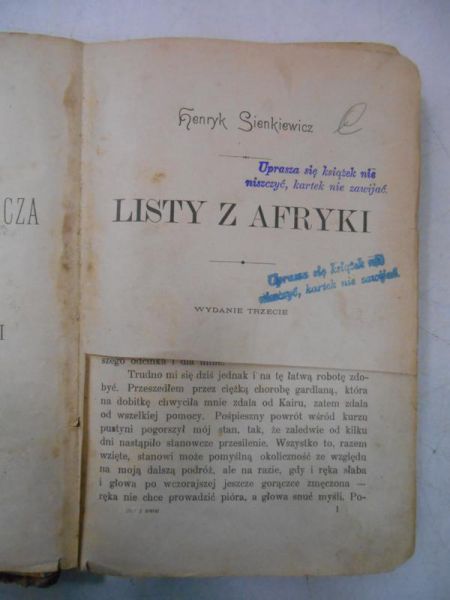 Pisma a a, Tom XXX. Listy z Afryki, 1891 r.
