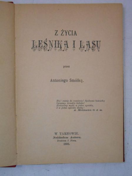 Z życia leśnika i lasu, 1893 r.
