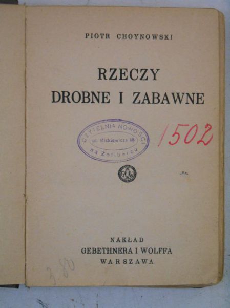 Choynowski Piotr - Rzeczy drobne i zabawne, 1930 r.