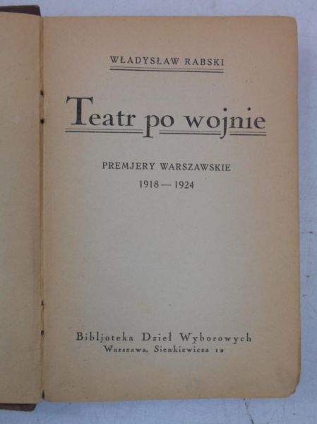 Teatr po wojnie, 1918 r.