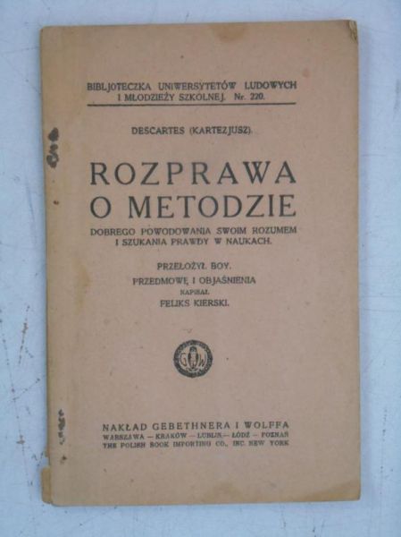 Rozprawa o metodzie, ok 1920 r.