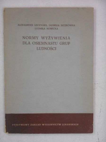 Normy wyżywienia dla osiemnastu grup ludnośći