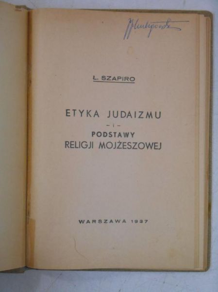Etyka Judaizmu, 1937 r.