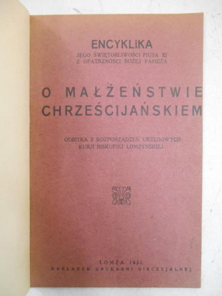 Encyklika o małżeństwie chrześcijańskiem, 1931 r.
