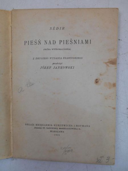 Pieśń nad pieśniami, 1921 r.