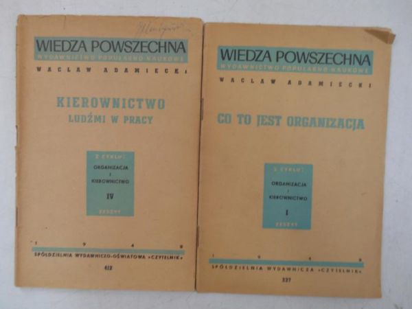 Adamiecki Wacław - Organizacja i kierownictwo, 2 książeczki, 1948 r.