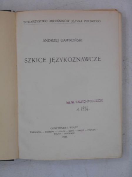 Szkice językoznawcze, 1928 r.