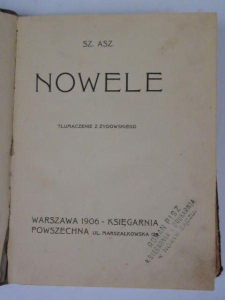 Asz Szalom  - Nowele, 1906