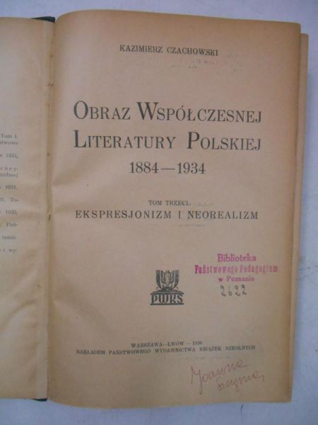Obraz Współczesnej Literatury Polskiej 1884-1933, 1936 r.