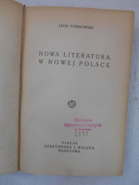 Nowa literatura w nowej Polsce 1933 r.